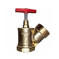 Клапан пожарный угловой латунный Ду 50 Py16 ВР/НР 125гр КПЛ муфта/цапка